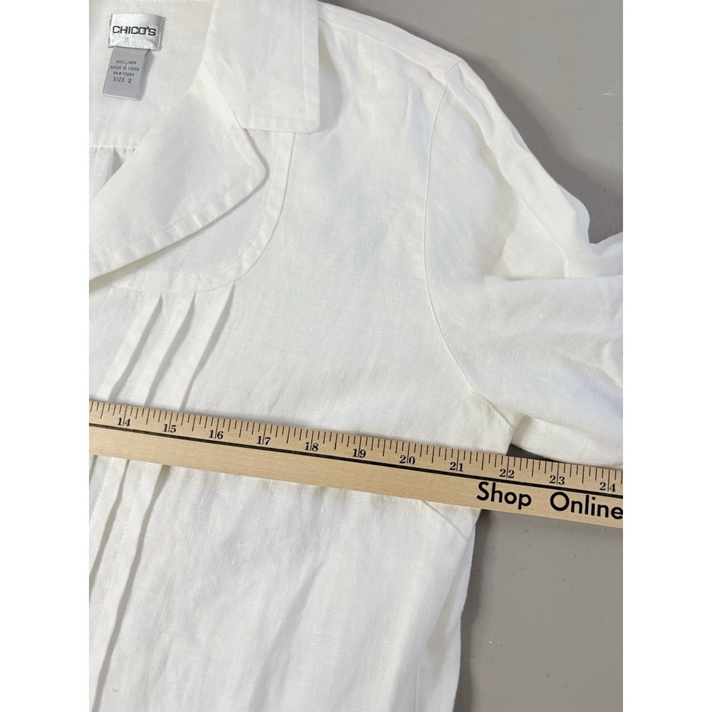 Chicos 100% Linen Blazer Women's Size 2 (Sz Large) Coastal Grandmother White - Picture 6 of 11